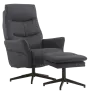 SIESTA - relaxační křeslo s podnožkou, ekologická kůže šedá