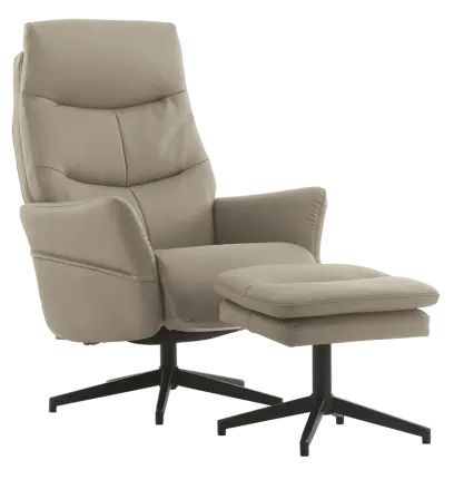 SIESTA - relaxační křeslo s podnožkou, ekologická kůže latté