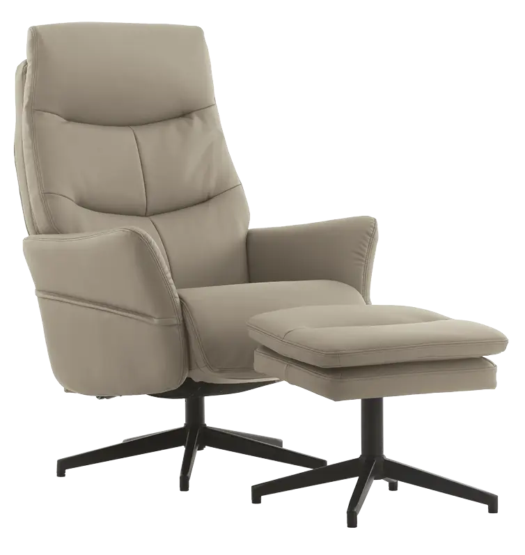 SIESTA - relaxační křeslo s podnožkou, ekologická kůže latté