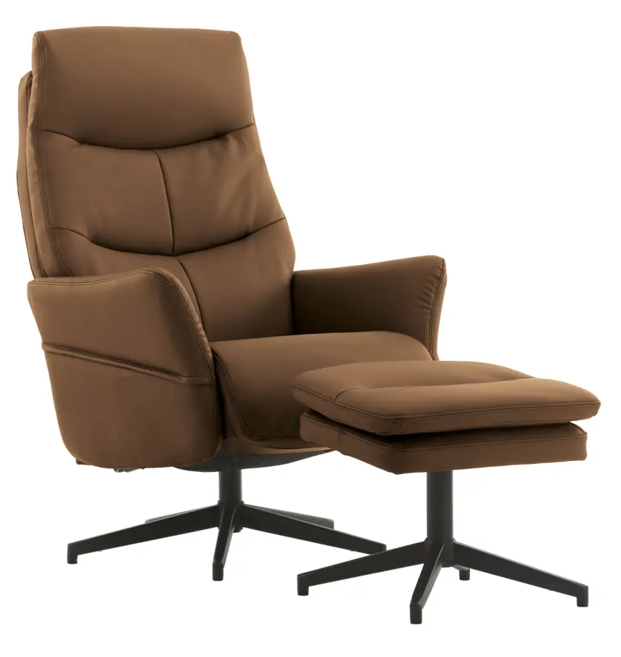 SIESTA - relaxační křeslo s podnožkou, ekologická kůže latté