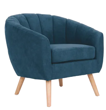 Amelie - 1, křeslo, dřevěné nohy přírodní, látka modrá