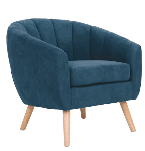 Amelie - 1, křeslo, dřevěné nohy přírodní, látka modrá