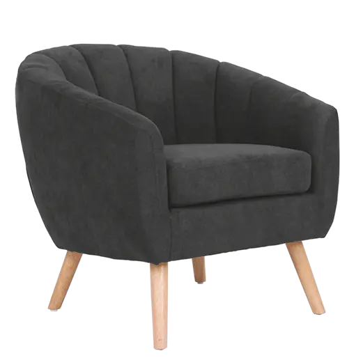 Amelie - 1, křeslo, dřevěné nohy přírodní, látka tmavě šedá