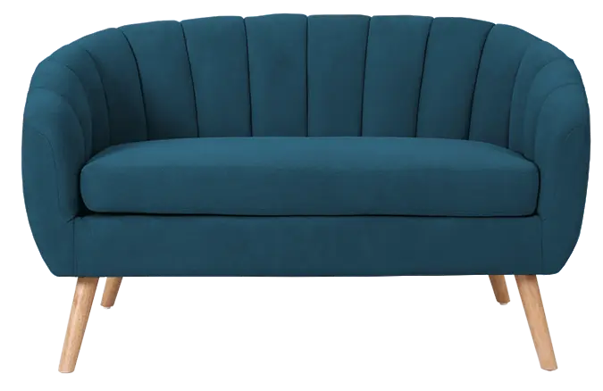 Amelie - 2, sedací souprava 2 místná, dřevěné nohy přírodní, látka modrá