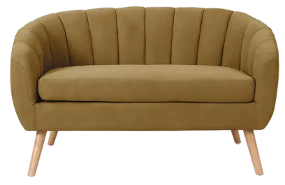 Amelie - 2, sedací souprava 2 místná, dřevěné nohy přírodní, látka zlatohnědá