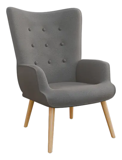 Oaza - křeslo, nohy přírodní dřevo, látka šedá