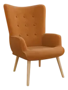 Oaza - křeslo, nohy přírodní dřevo, látka cihlová