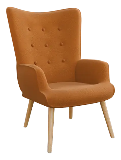 Oaza - křeslo, nohy přírodní dřevo, látka cihlová