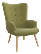 Oaza - křeslo, nohy přírodní dřevo, látka zelená