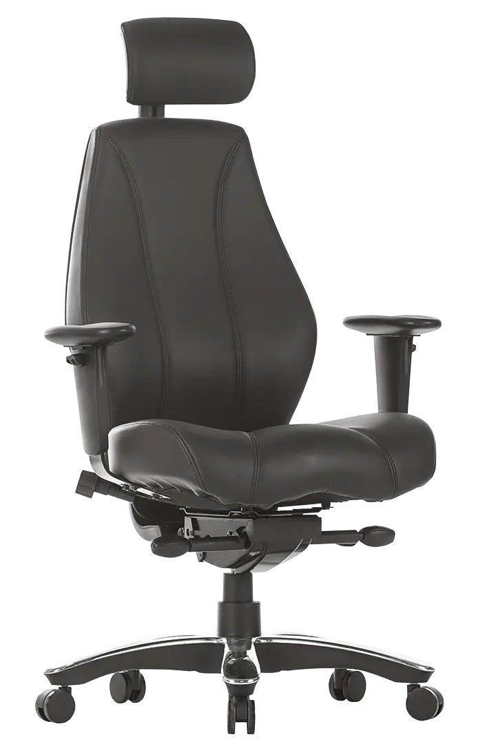 ALLDAY 200, kancelářská židle, nosnost 200 kg, 24 hod. provoz, kůže černá