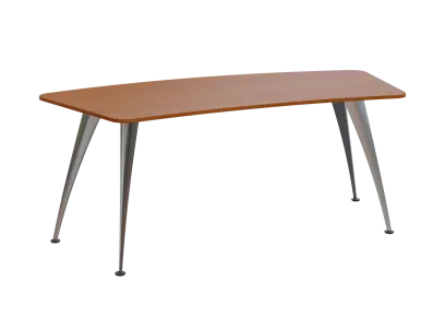 KUZ 200 stůl kancelářský, zaoblený, chromová podnož, třešeň šumavská