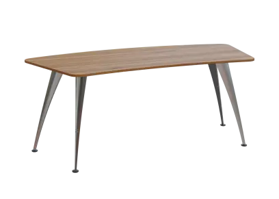 KUZ 200 stůl kancelářský, zaoblený, chromová podnož, ořech světlý