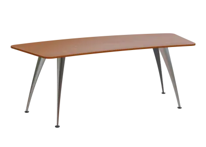 KUZ 220 stůl kancelářský, zaoblený, chromová podnož, třešeň šumavská