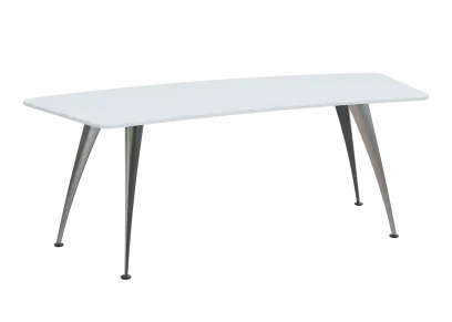 KUZ 220 stůl kancelářský, zaoblený, chromová podnož, bílá