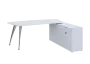 KUZR 18-20 P stůl rohový, provedení pravé, úložný prostor, chromová podnož, bílá sněžná