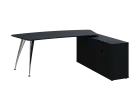 KUZR 18-20 P stůl rohový, provedení pravé, úložný prostor, chromová podnož, černá