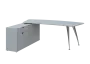 KUZR 18-22 L stůl rohový, provedení levé, úložný prostor, chromová podnož, šedá