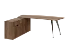 KUZR 18-22 L stůl rohový, provedení levé, úložný prostor, chromová podnož, dub halifax cínový