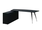 KUZR 18-22 L stůl rohový, provedení levé, úložný prostor, chromová podnož, černá