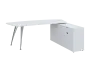 KUZR 18-22 P stůl rohový, provedení pravé, úložný prostor, chromová podnož, bílá