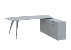 KUZR 18-22 P stůl rohový, provedení pravé, úložný prostor, chromová podnož, šedá