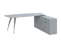 KUZR 18-22 P stůl rohový, provedení pravé, úložný prostor, chromová podnož, šedá