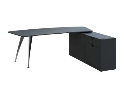 KUZR 18-22 P stůl rohový, provedení pravé, úložný prostor, chromová podnož, antracit