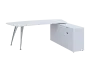 KUZR 18-22 P stůl rohový, provedení pravé, úložný prostor, chromová podnož, bílá sněžná
