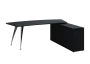 KUZR 18-22 P stůl rohový, provedení pravé, úložný prostor, chromová podnož, černá