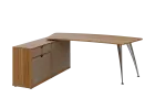 KUZR 18-20 L stůl rohový, provedení levé, úložný prostor, chromová podnož, ořech světlý/latte