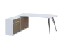 KUZR 18-20 L stůl rohový, provedení levé, úložný prostor, chromová podnož, bílá sněžná/latte