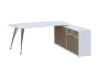 KUZR 18-20 P stůl rohový, provedení pravé, úložný prostor, chromová podnož, bílá sněžná/latte
