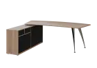 KUZR 18-22 L stůl rohový, provedení levé, úložný prostor, chromová podnož, dub bardolino/černá
