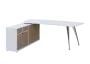 KUZR 18-22 L stůl rohový, provedení levé, úložný prostor, chromová podnož, bílá sněžná/latte