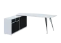 KUZR 18-22 L stůl rohový, provedení levé, úložný prostor, chromová podnož, bílá sněžná/černá
