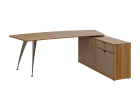 KUZR 18-22 P stůl rohový, provedení pravé, úložný prostor, chromová podnož,ořech světlý/latte