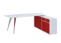 KUZR 18-22 P stůl rohový, provedení pravé, úložný prostor, chromová podnož, bílá sněžná/červená