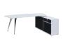 KUZR 18-22 P stůl rohový, provedení pravé, úložný prostor, chromová podnož, bílá sněžná/černá