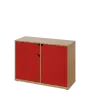 KU2-10DZ L skříňka nízká 2-dvéřová, zásuvka, 740x1022x400 mm, provedení levé, dub lite/červená