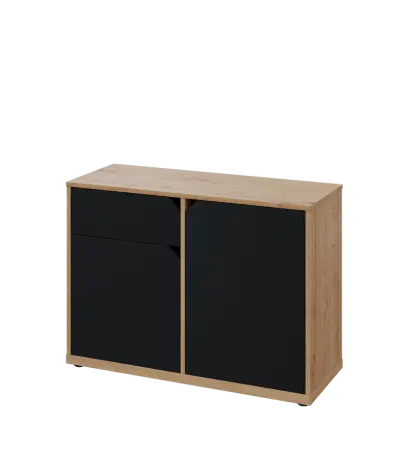 KU2-10DZ L skříňka nízká 2-dvéřová, zásuvka, 740x1022x400 mm, provedení levé, dub lite/černá