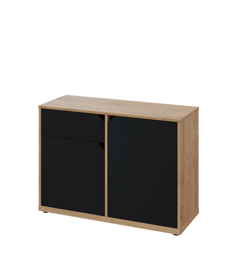 KU2-10DZ L skříňka nízká 2-dvéřová, zásuvka, 740x1022x400 mm, provedení levé, dub lite/černá