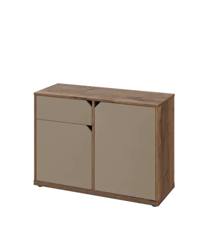 KU2-10DZ L skříňka nízká 2-dvéřová, zásuvka, 740x1022x400 mm, provedení levé, dub halifax cínový/latte