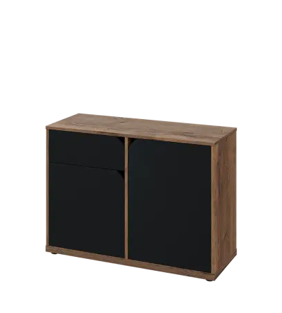 KU2-10DZ L skříňka nízká 2-dvéřová, zásuvka, 740x1022x400 mm, provedení levé, dub halifax cínový/černá