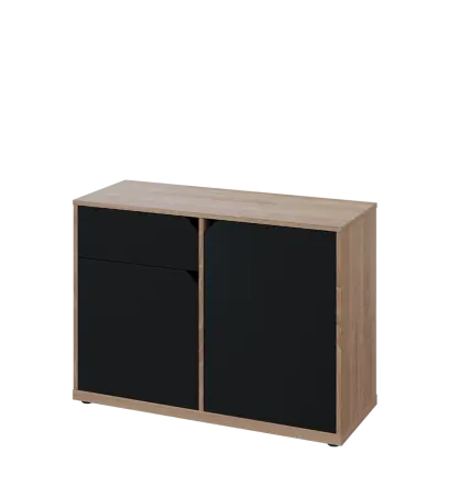 KU2-10DZ L skříňka nízká 2-dvéřová, zásuvka, 740x1022x400 mm, provedení levé, dub bardolino/černá