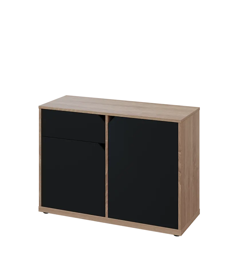 KU2-10DZ L skříňka nízká 2-dvéřová, zásuvka, 740x1022x400 mm, provedení levé, dub bardolino/černá