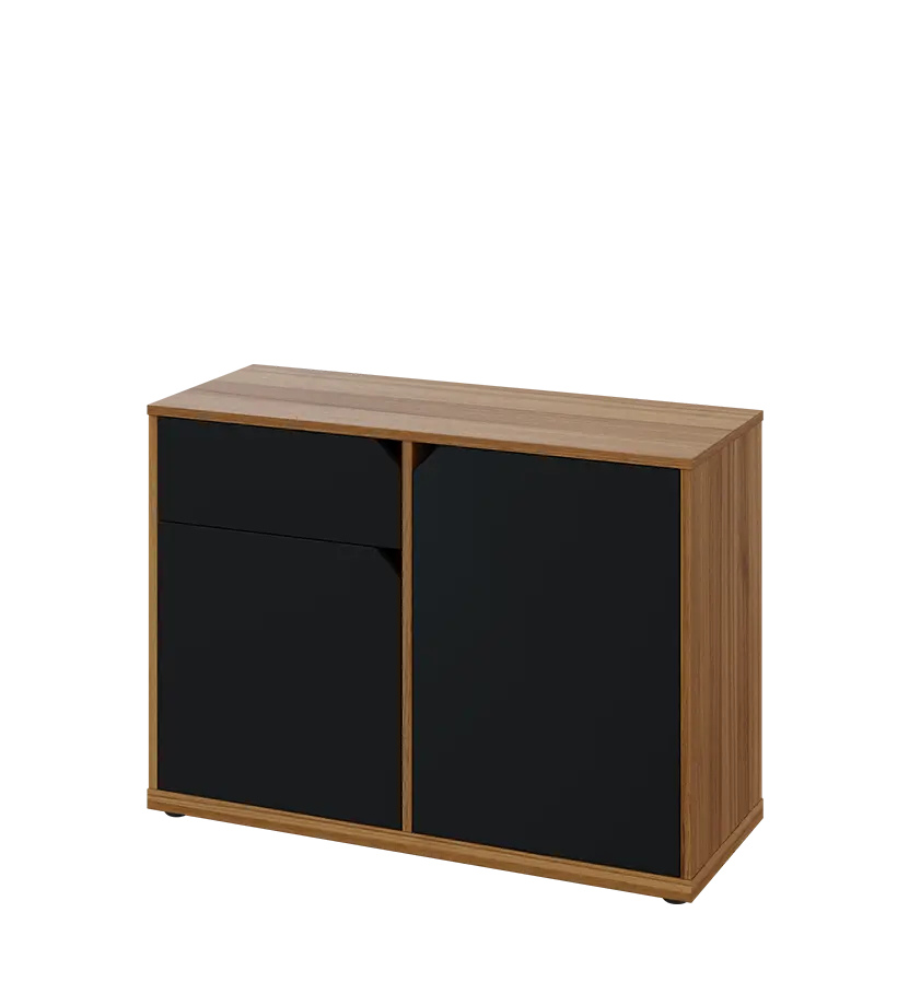 KU2-10DZ L skříňka nízká 2-dvéřová, zásuvka, 740x1022x400 mm, provedení levé, ořech světlý/černá