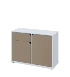 KU2-10DZ L skříňka nízká 2-dvéřová, zásuvka, 740x1022x400 mm, provedení levé, bílá sněžná/latte