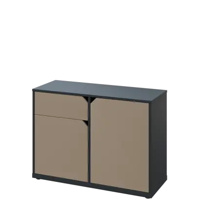 KU2-10DZ L skříňka nízká 2-dvéřová, zásuvka, 740x1022x400 mm, provedení levé, antracit/latte