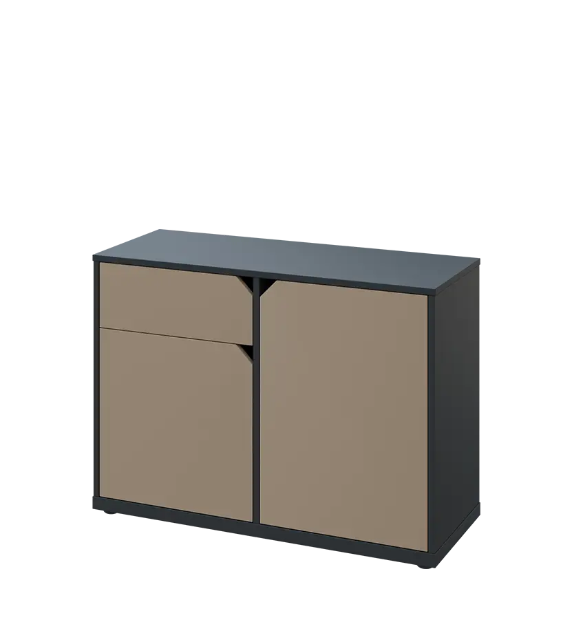 KU2-10DZ L skříňka nízká 2-dvéřová, zásuvka, 740x1022x400 mm, provedení levé, antracit/latte