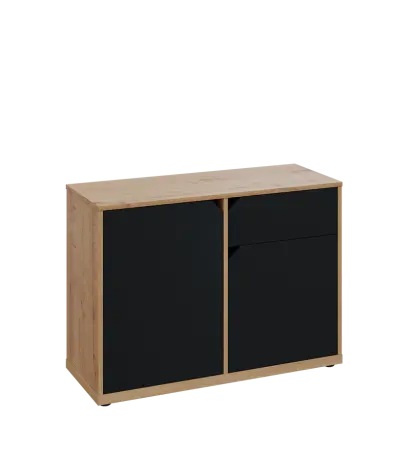 KU2-10DZ P skříňka nízká 2-dvéřová, zásuvka, 740x1022x400 mm, provedení pravé, dub lite/černá